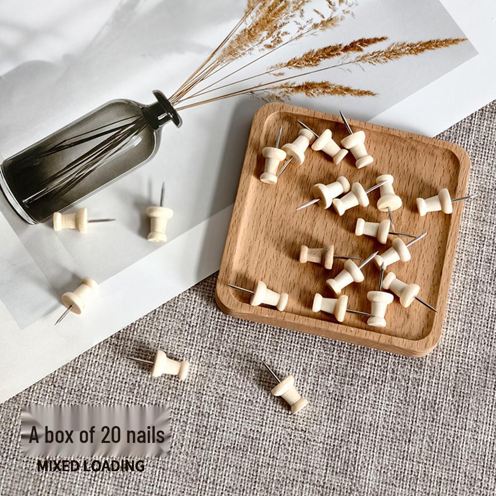 

20 Wooden Push Pins: Thumb Tacks for Cork, Felt, and Message Boards Other
