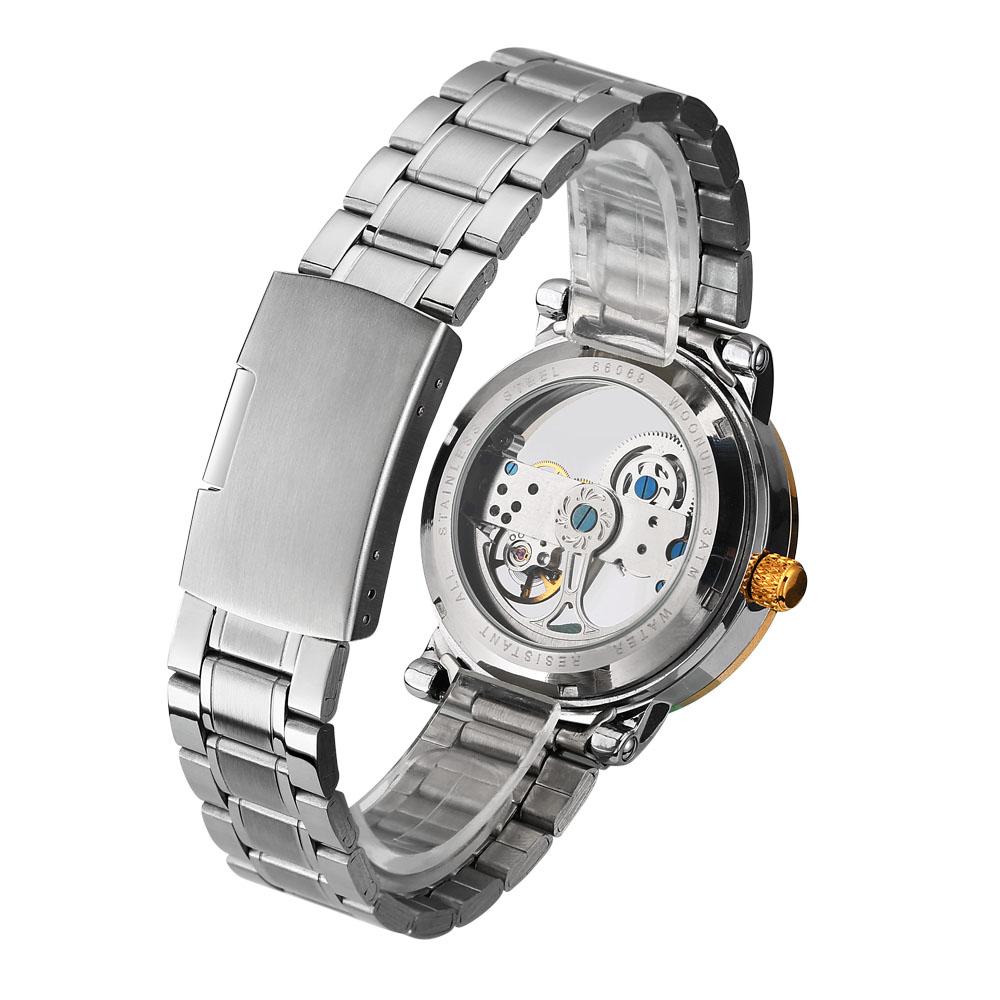 New Man Watch Luxury Mechanical Watch Men Stainless Steel Automatic Self Wind Watch Skeleton Transparent Hollow Watch