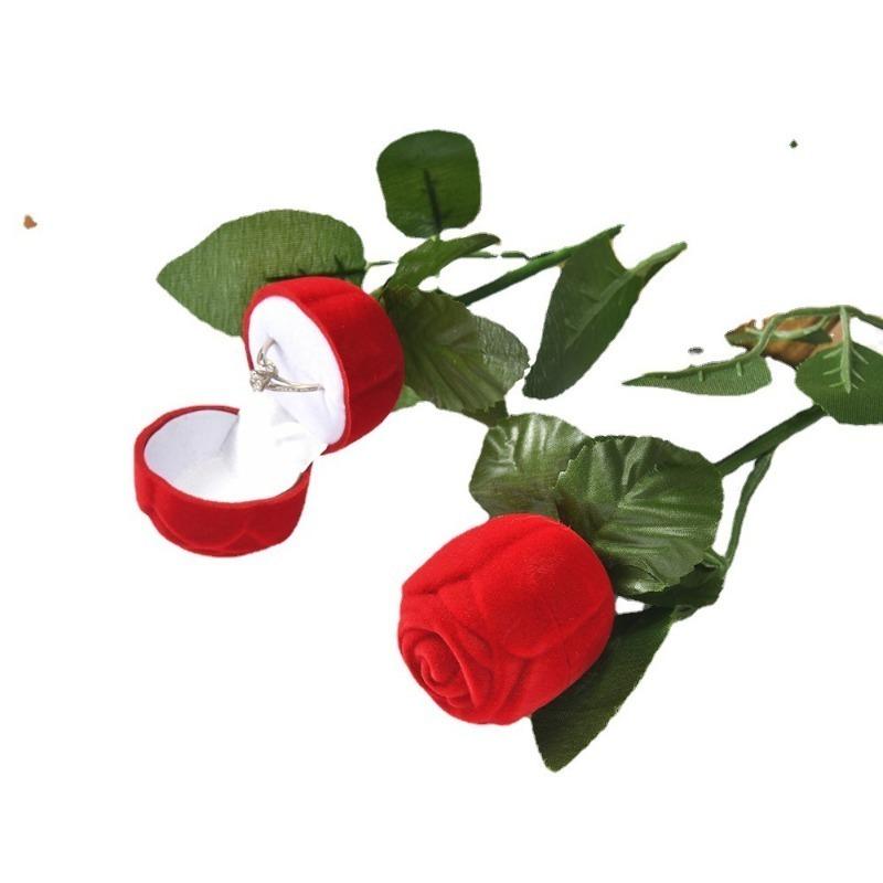 2 pieces of rose shaped ring jewelry box simulating wedding anniversary suitable for girlfriend, wife, romantic marriage proposal