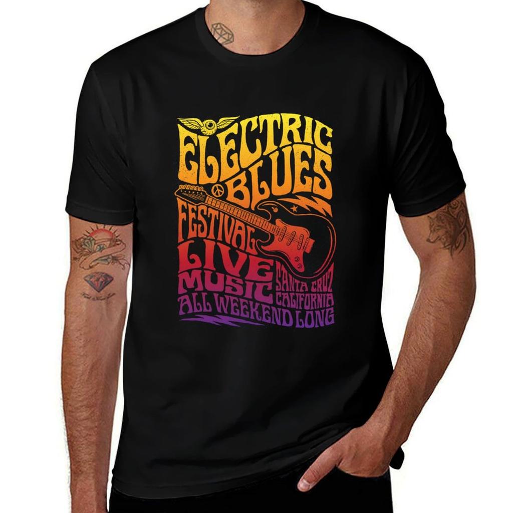 Electric Blues Festival Tshirt Sweat Resistant Workout Tee Shirt