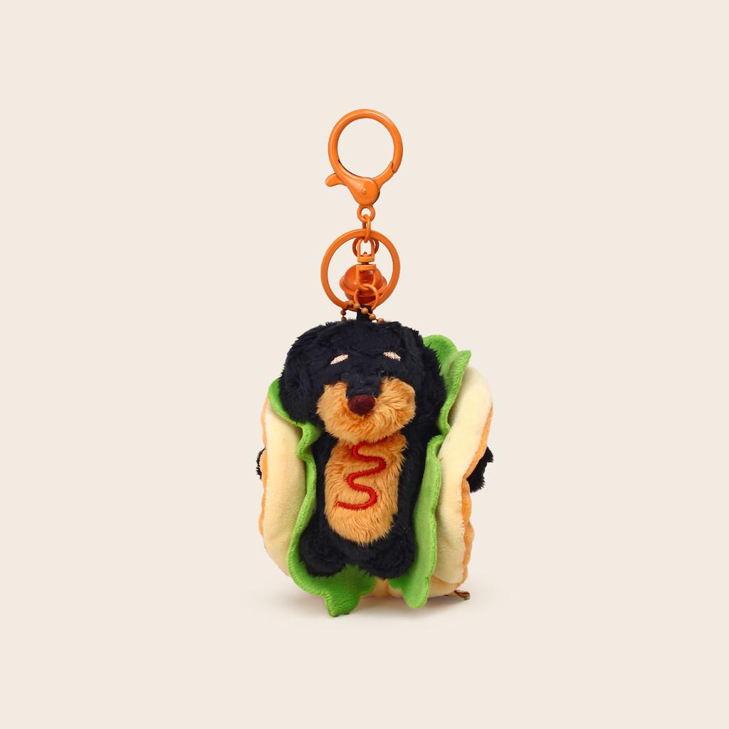 Dog Keychain Plush Toy With Cartoon Style For Collectors And Gifts BlackDog