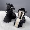 Winter Women Snow Boots Female Shoes Footwear Boots-Women Plush Round Toe Flat Heel Leather Boots