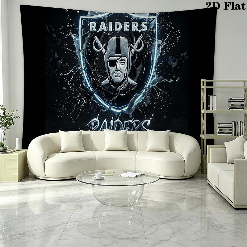 Las Vegas Raiders Logo Wall Tapestry Aesthetic Wall Hanging Printed Fabric Blanket Decorative Tapestries for Bedroom Living Room Home Decor
