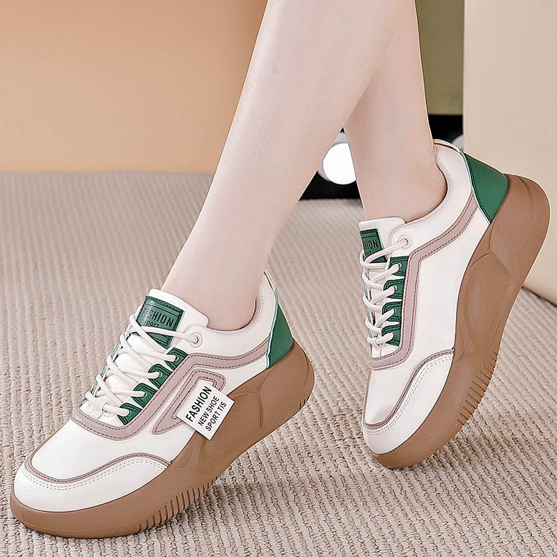 Fashion Autumn Women Vulcanized New Shoes Sports Loafers 2025 Comfortable Walking Sneakers Ladies Thick Soled Lace Up Casual Shoes