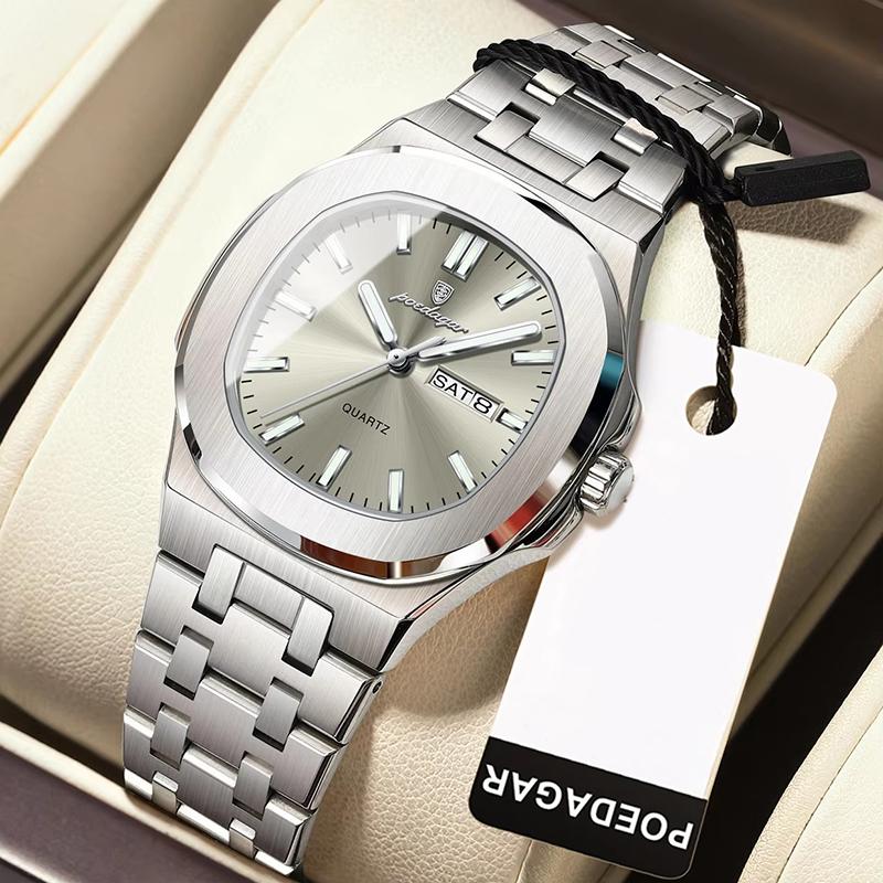 Watch For Woman Luminous Date Week Square Ladies Watch Stainless Steel Quartz Women's Watches Female Reloj