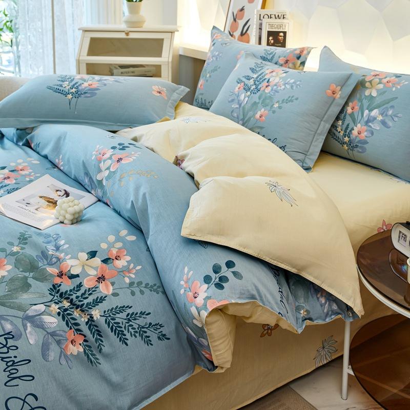 Printed Pure Cotton Student Dormitory Three-piece Four-piece Single Quilt Cover Sheet Pillowcase Duvet Cover