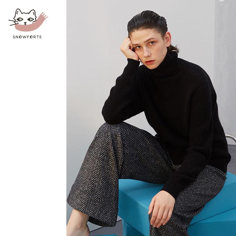 Sinoforde Women's S+047 Thick Cashmere Blend Turtleneck Sweater