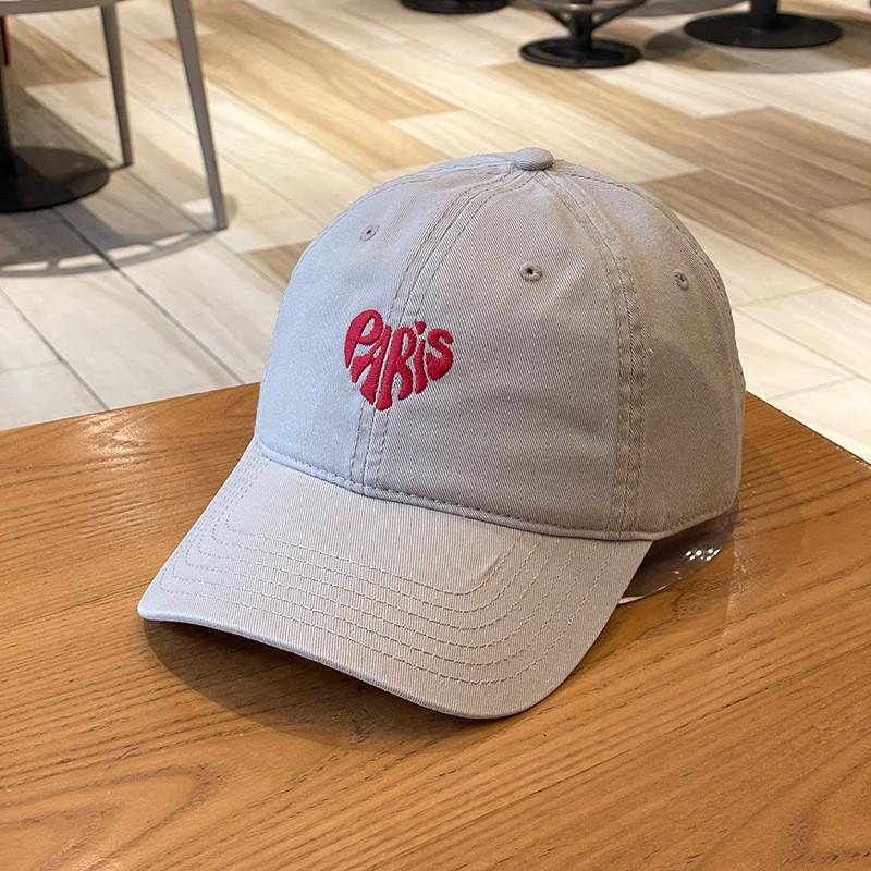 Casual Cotton Baseball Cap With Heart Paris Embroidery For Summer And Spring Seasons