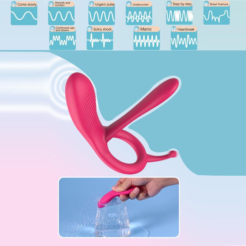 10 Frequency Long Tongue Cock Ring Vibrator for Men Prostate Penis Massager Vagina Stimulator Erotic Sex Toys for Couples