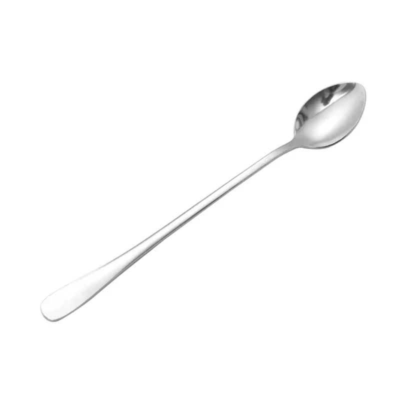 Silver Coffee Soup Spoon for Eating Mixing Stirring Long Handle Teaspoon Ice Cream Honey Spoon Cocktail Spoons Kitchen Cutlery
