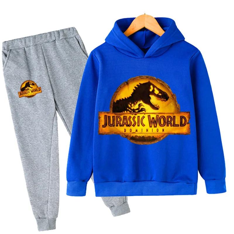 Jurassic World  Fashion Pullovers Clothes Children Dinosaur Hoodies Pants Set Boys Girls Dominion Sweatshirts Hooded Suit