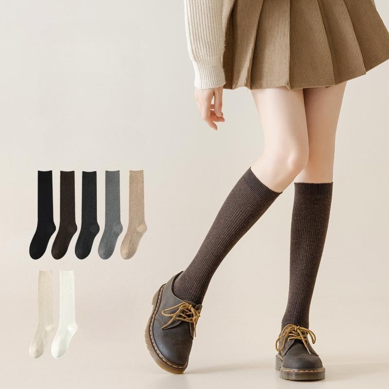 Women's Calf Socks Cotton Autumn and Winter Knee-high Socks Long Stockings Anti-odor and Sweat-absorbing JK Socks