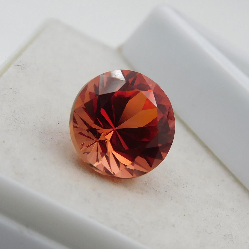 Orange Sapphire Loose Gemstone Round Fire 7.65 ct September Birthstone for Gem Collections