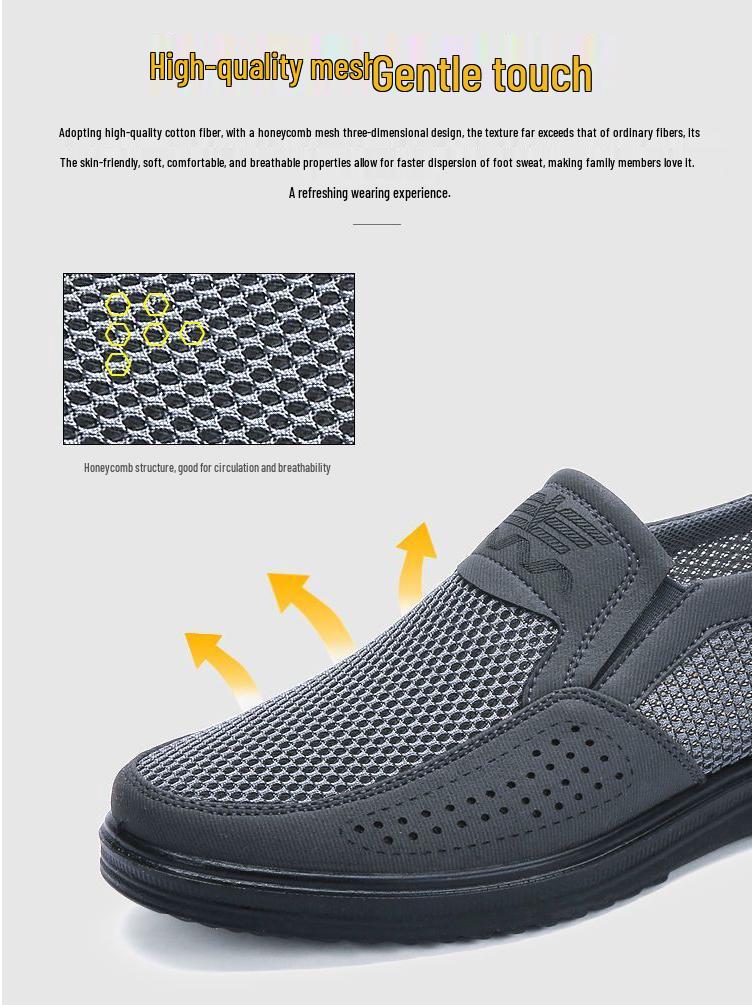 Men's Old Beijing Non-Slip Mesh Shoes: Breathable, Casual, Plus Size Shoes for Seniors