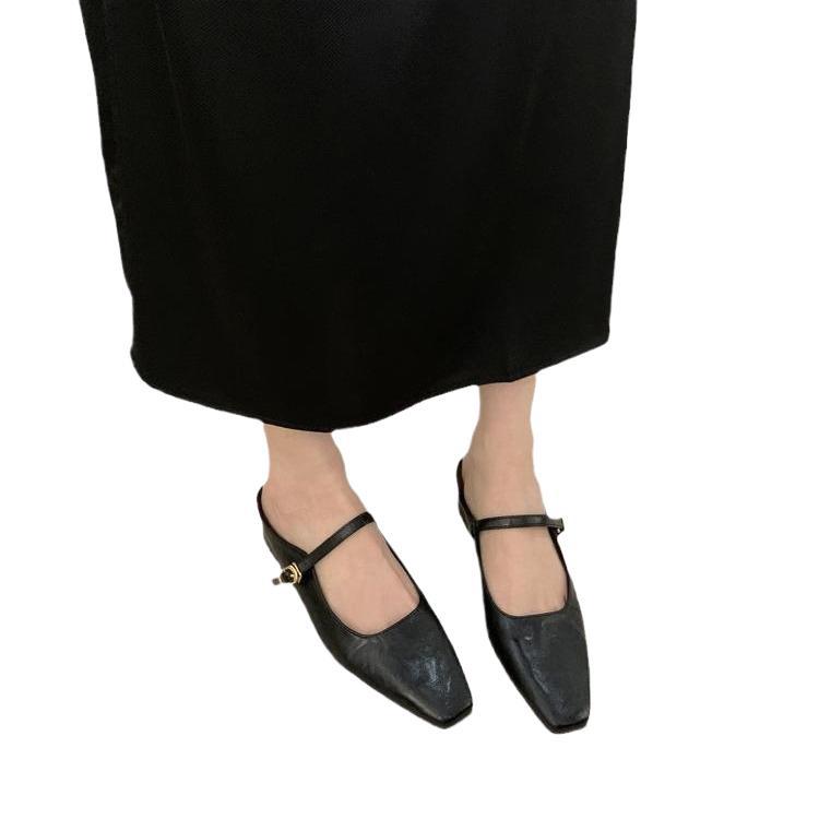 Baotou half slippers women's summer outer wear spring and autumn new Korean version French evening breeze temperament silver single shoes thick heel