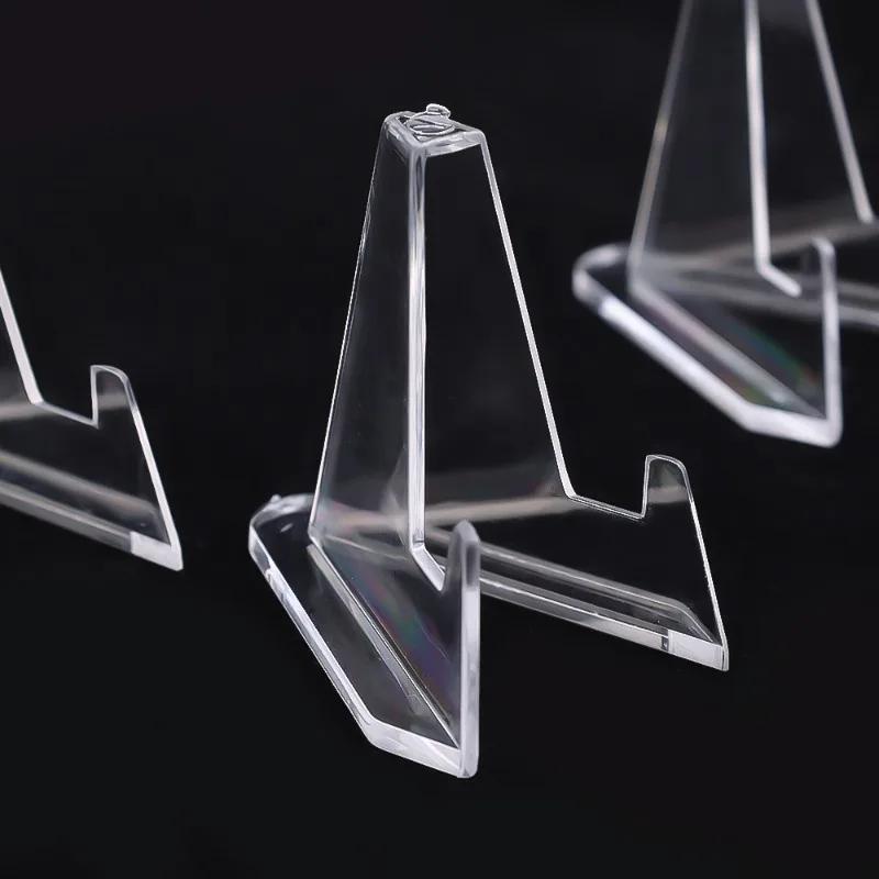 Soporte de Exhibición Triangular Transparente para Moneda Conmemorativa de Desafío, Tarjeta de Negocios, Foto, Plato Pequeño, Medalla, Estantes de Soporte