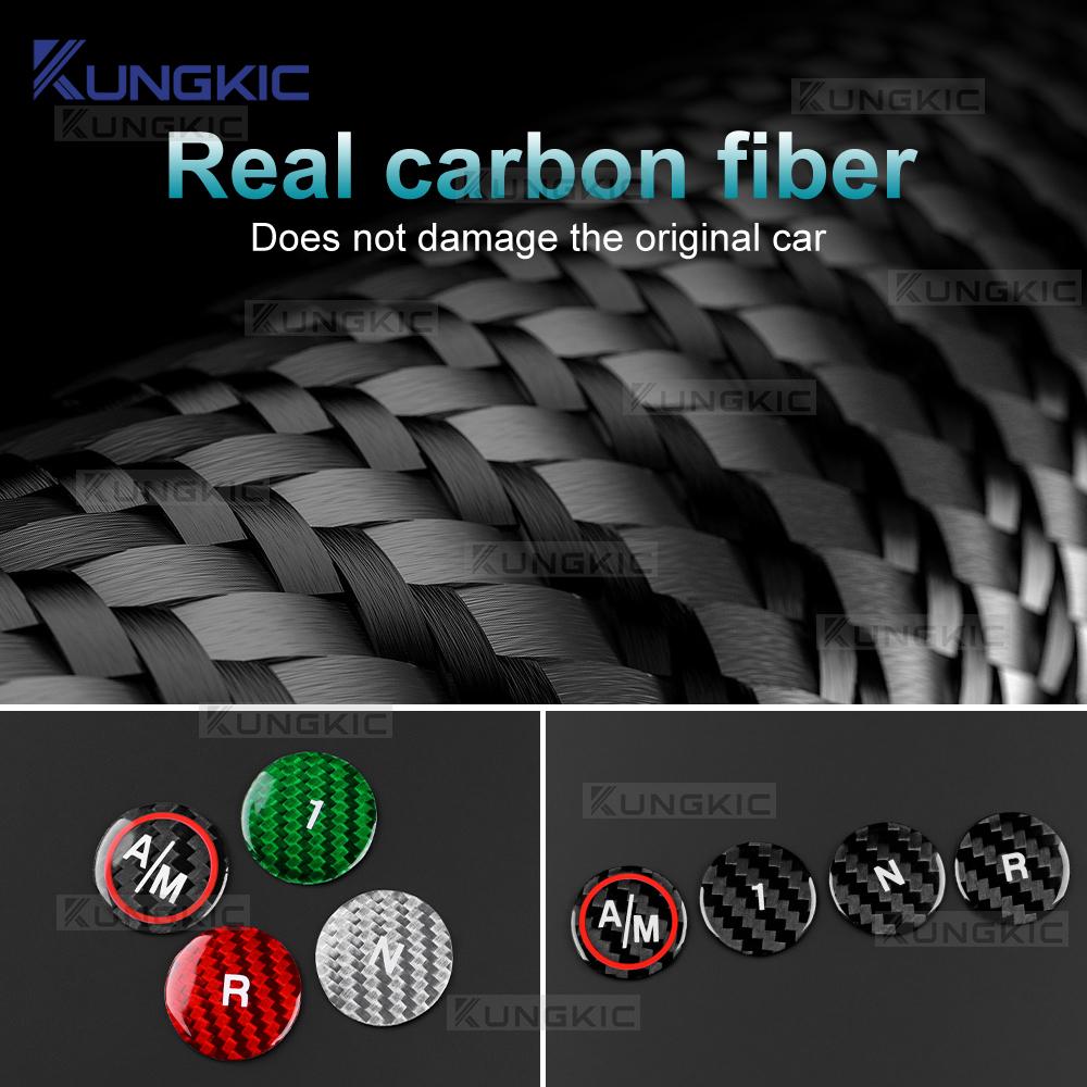 Tricolor Dry Carbon Fiber Sticker For Abarth 595 695 2012-2017 2018 2019 2020 2025 2025 2025 2025 Automatic Gear Shift Button