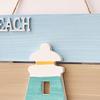 Wood Beach Framed Wall Art Coastal Ocean Theme Wall Hanging Sign with Steer Wheel Conch Sailboat for Bathroom Bedroom Living Room Decor