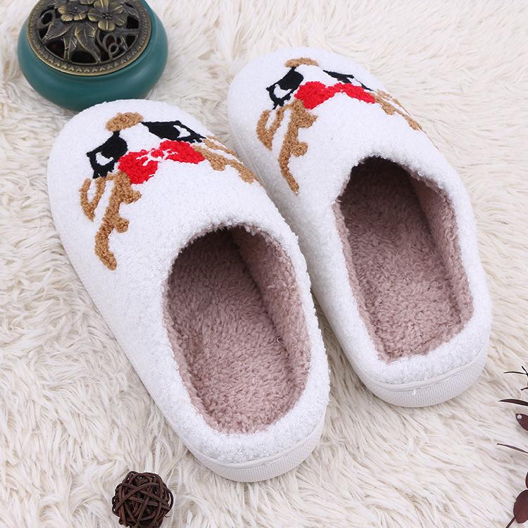 New Christmas Cartoon Deer Cotton Slippers – Warm & Cute for Men and Women