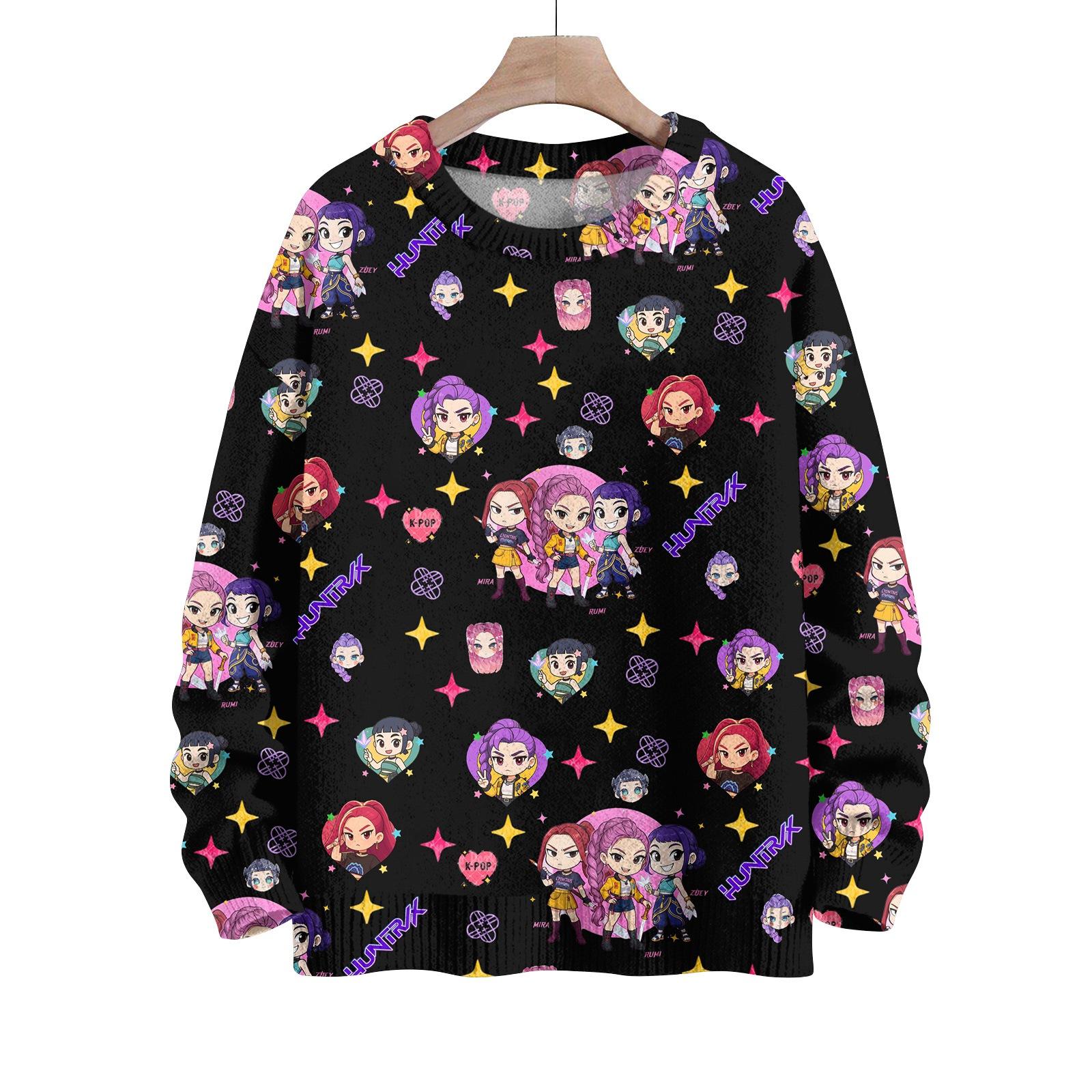 

Свитшоты для женщин Вязаный свитер Милая рубашка Осенний круглый вырез Пуловер Топы S