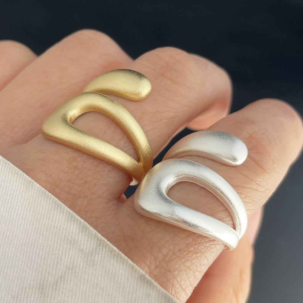 925 Sterling Silver Rings for Women Couple Minimalist Handmade Simple Hollow Gold RingJewelry Gift Prevent Allergy