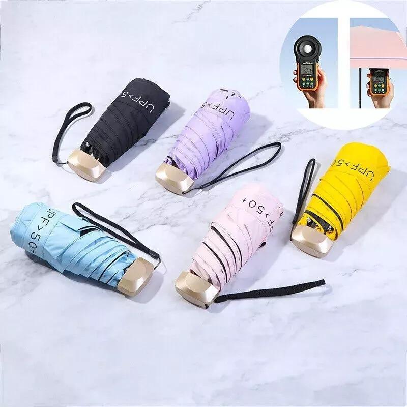 Mini Compact Pocket Umbrella Sun Anti Uv 5 Fold Rain Windproof Portable Travel