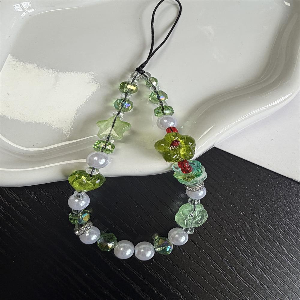 Green Flower Charm for Phone Lanyards, Keychains, AirPods Cases, and More Green Flower Heart Lanyard