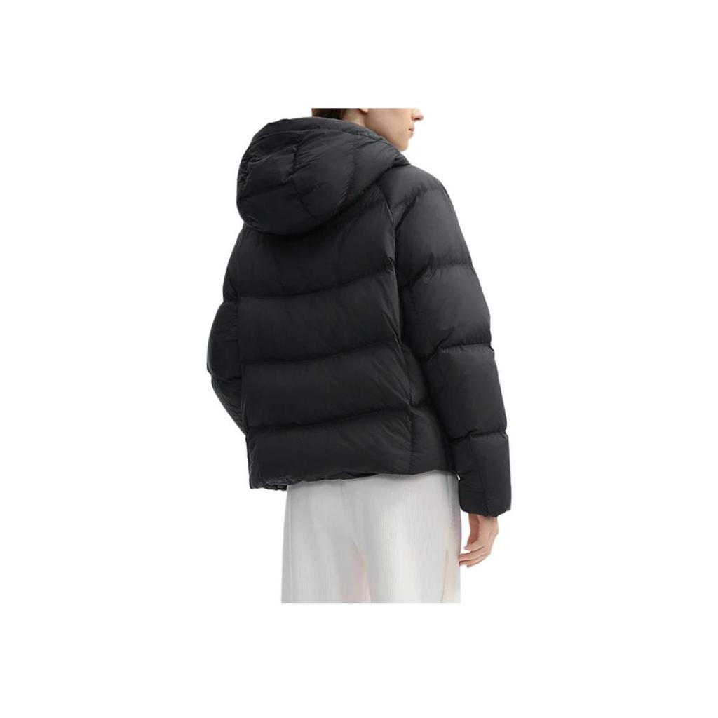 FILA Lifestyle White Series Versatile Solid Color Zipper Hooded Down Jacket Women outerwear Black F11W443904FBK