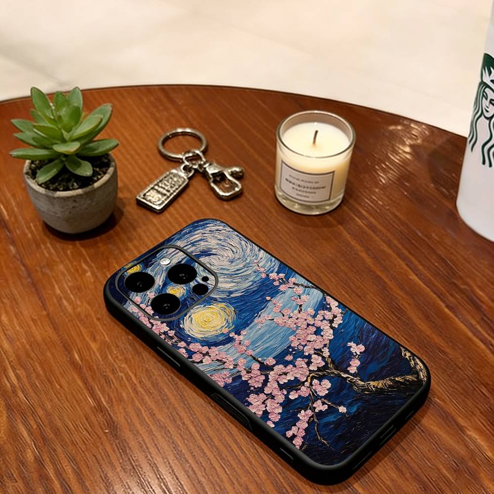 

Garden Paint Art Phone Case For iPhone 17, 16,15,14,13,12,11 Plus,Pro Max, Others Soft Silicone Black Cover iPhone13Pro