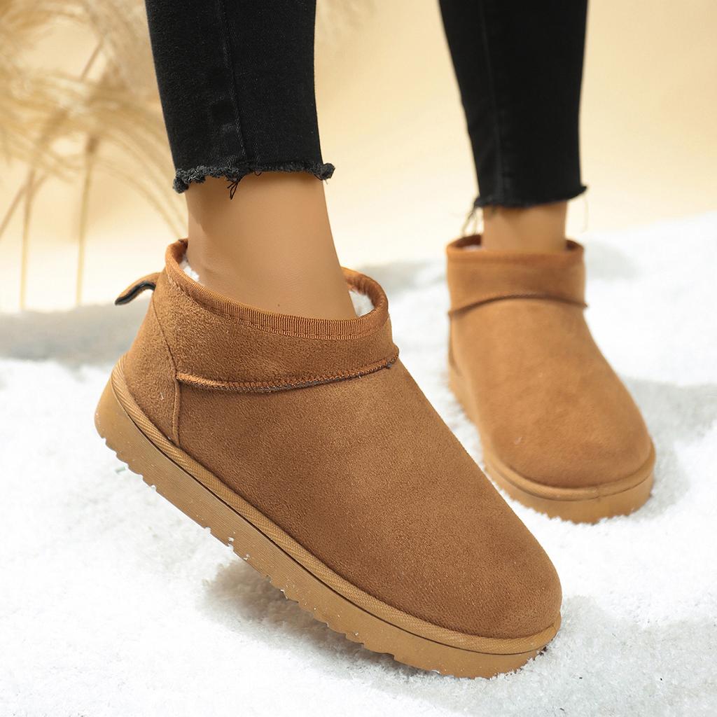 Women's Large Size Soft Sole Winter Warm Fur One Snow Boots Padded Lined Ankle Boots Non-slip Hiking Sports Cotton Boots