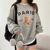 Women's Crew Neck Long Sleeve Sweatshirt Oversized Bear Letter Print Loose Casual Pullover For Spring Autumn Winter