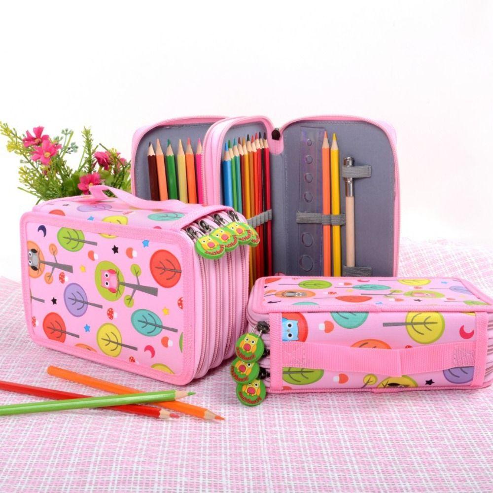 Cartoon Sketch Pencil Case 32/52/72 Hole Paintbrush Organizer Pen Storage Bag Drawing Sketch