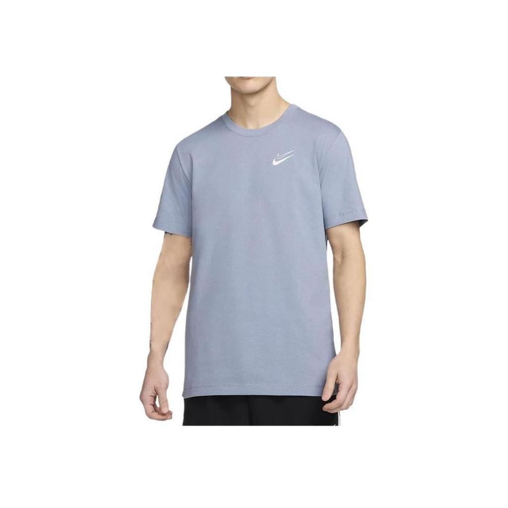 Nike Camiseta de Manga Curta com Gola Redonda e Estampa de Logotipo com Ombro Caído Tops Masculinos Azul FV8405-493