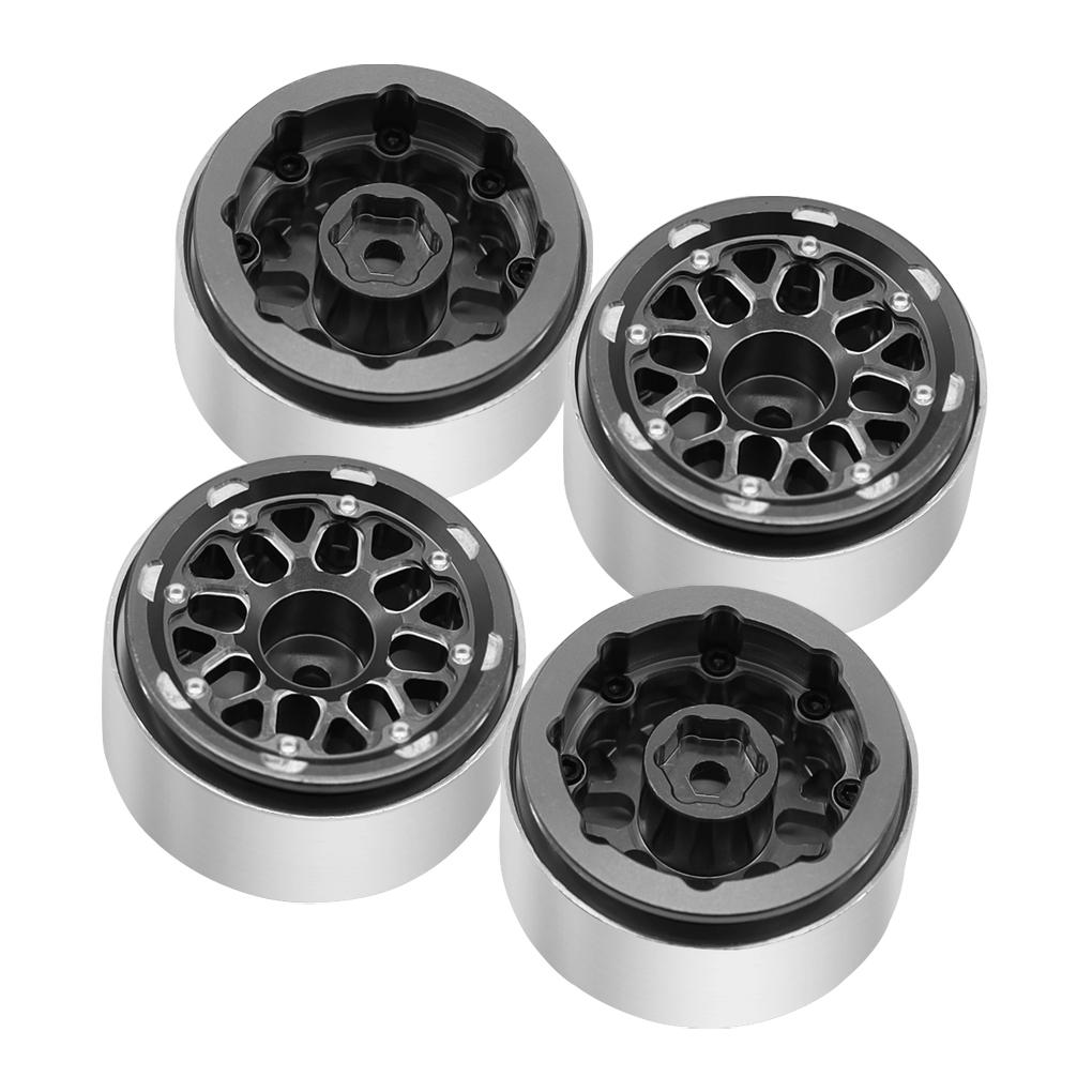 4pieces 1.0 Beadlocks Wheel Rim CNC Aluminum Wheels Hubs Beadlocks Wheel Rim Dont To Glue.