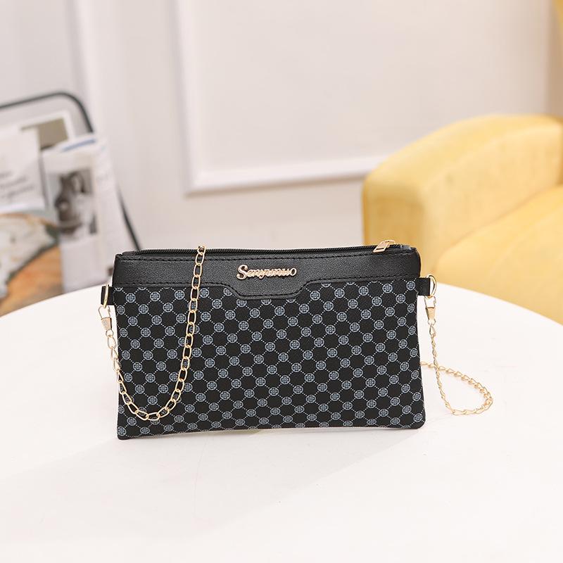 Women's Bag New Printed Contrasting Color Shoulder Bag Label Decorative Chain Crossbody Small Square Bag Casual Change