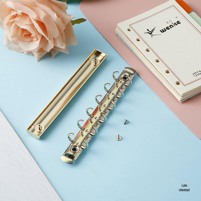 A7 6-Hole Loose-Leaf Planner with Detachable Metal Back Cover and O-Ring Binding Clip