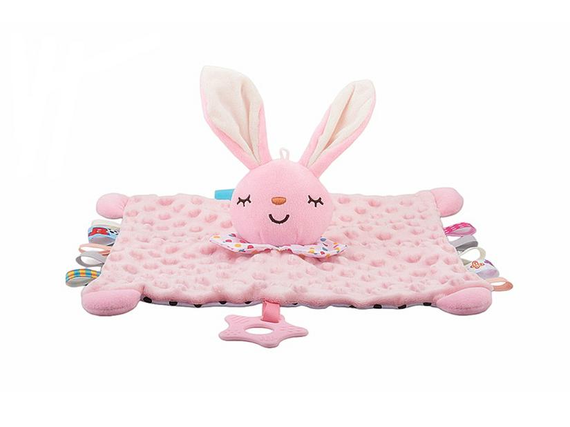Funnyzoo Baby Animal Soothing Toy & Blanket with Teether and Rattle Bib