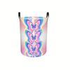 1pc, Soft-Hued Rainbow Butterfly Laundry Basket Large-Capacity Round Dirty Clothes Hamper with Sturdy Handle Ideal for Bedrooms, Dorm Rooms, And Laund