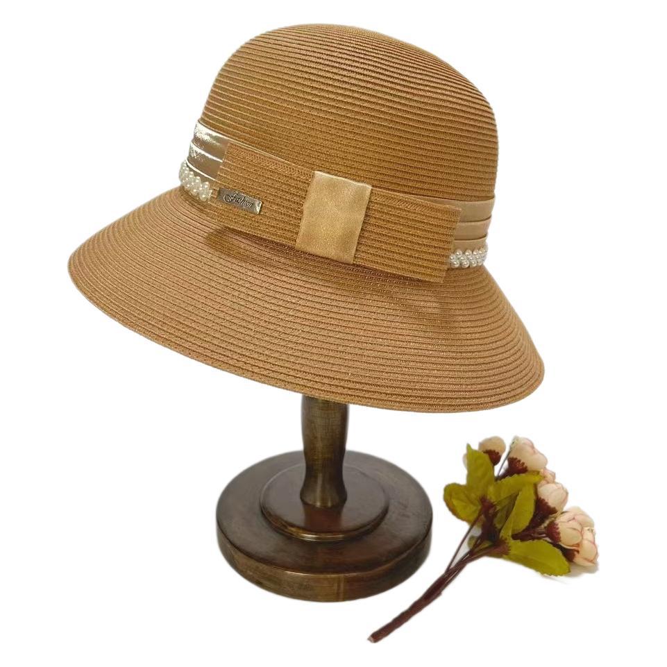 2025 New French Hat Women'S Summer Ice Hemp Silk Material Foldable Washable Elegant Top Hat Sunscreen Straw Hat