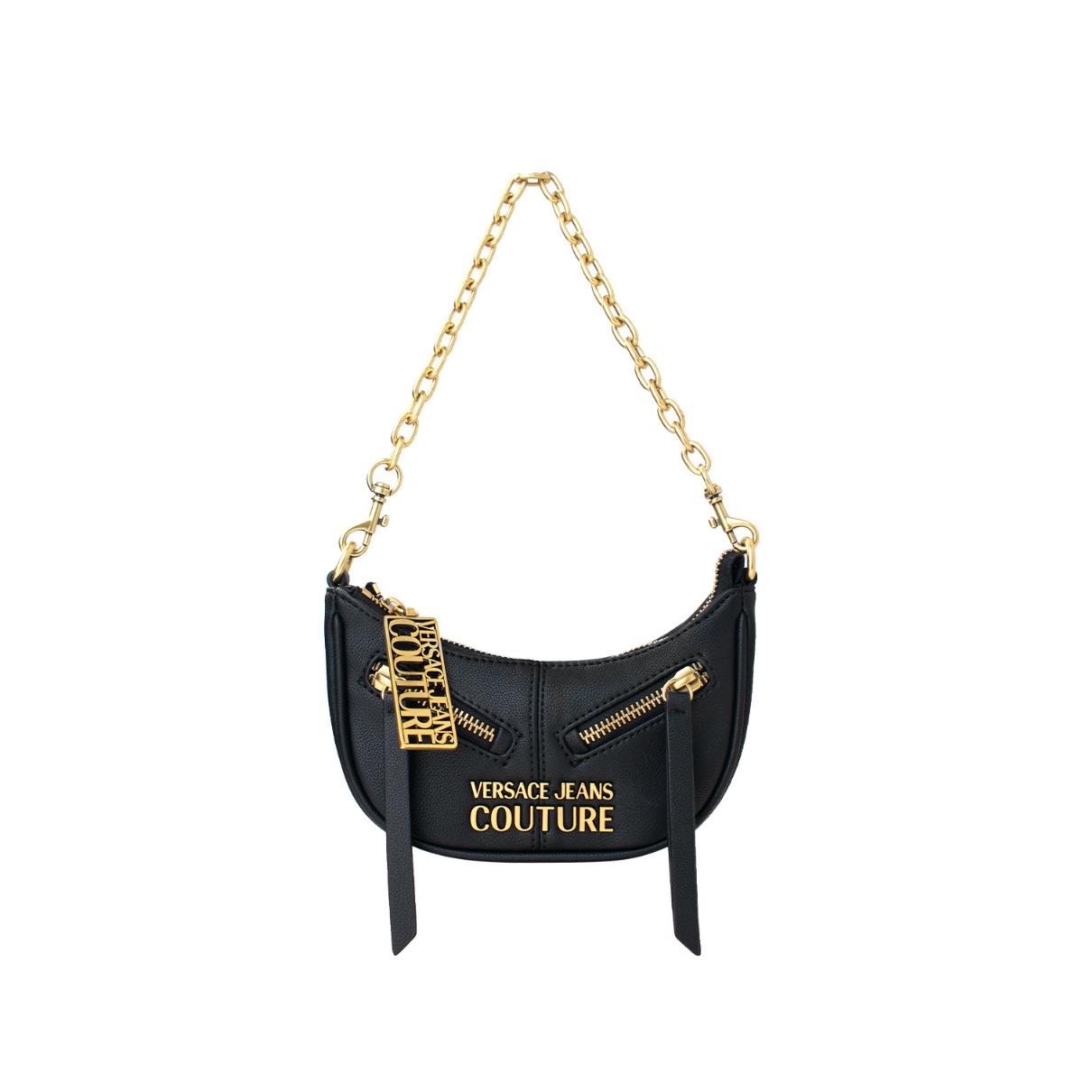 

Versace Jeans Couture 3D Gold Logo Zipper Closure Chain Polyurethane Half Moon Handbag Women handbags Black 75VA4BG6ZS413899 Basic Set (Bag+Dust Bag)