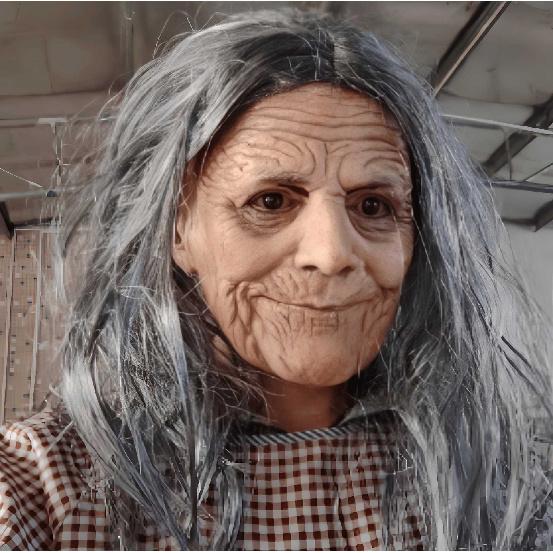 

Halloween Simulated Old Lady-Black Eyed Long-Haired Mask Funny Party Costume Prop Simulated Old Lady-Black