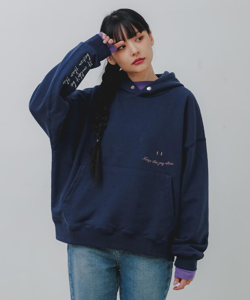 Smile Hoodie Bk6794_Navy