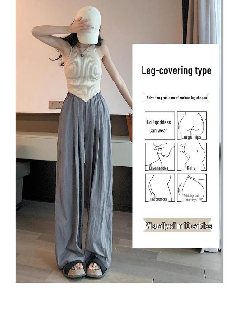 High-Waisted Drapey Women's Slimming Wide-Leg Floor-Length Summer Pants