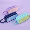 Candy Color Handheld Velkokapacitní taška na pera Studentská psací taška s dvojitým zipem Multifunkční pouzdro na tužky