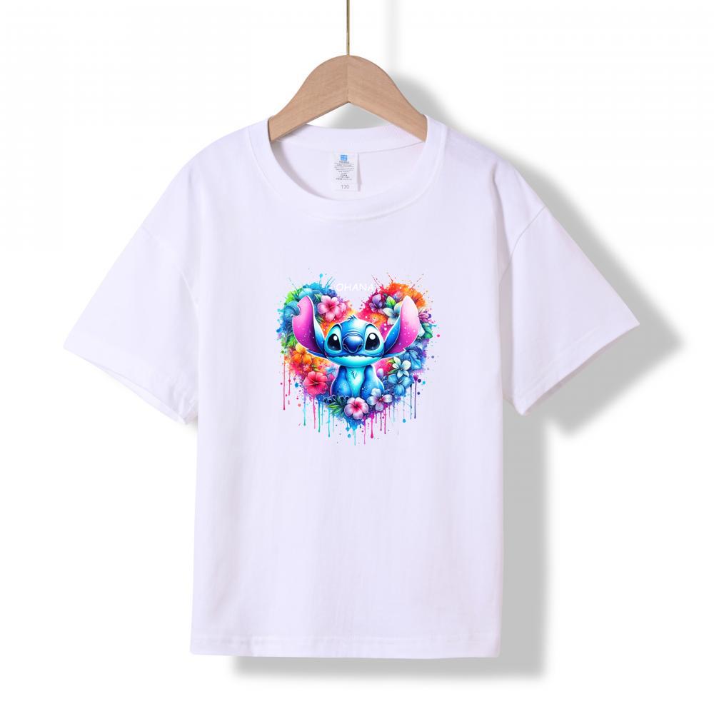 XH03 MINISO 2026 Summer New Printed Cotton Round Neck T-shirt for Children Aged 1-16, Boys and Girls