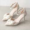 Summer Fashion Slipon High Heels With Bowknot And Pointed Toe For Women