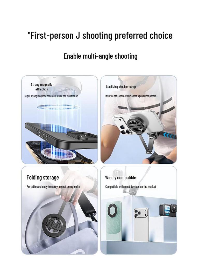 Magnetic Anti-Shake Phone Lanyard Chest Mount for First-Person Vlogging