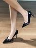 Metal buckle patent leather black high heels women's thin heels 2026 new sexy pointed single shoes women's versatile work shoes women