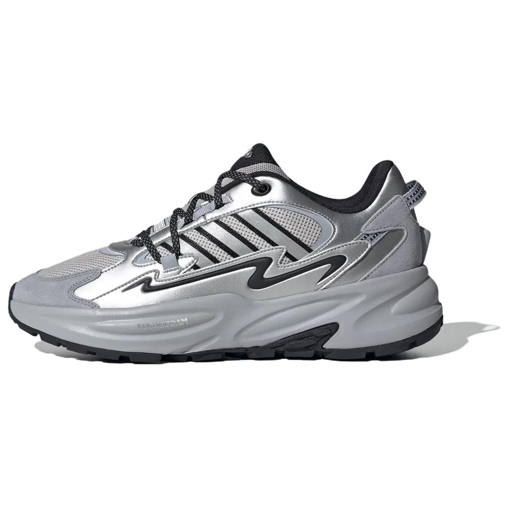 Adidas Ozwave Slip-Resistant Low-Top Chunky Sneakers Unisex Silver Gray Sneakers JQ5981
