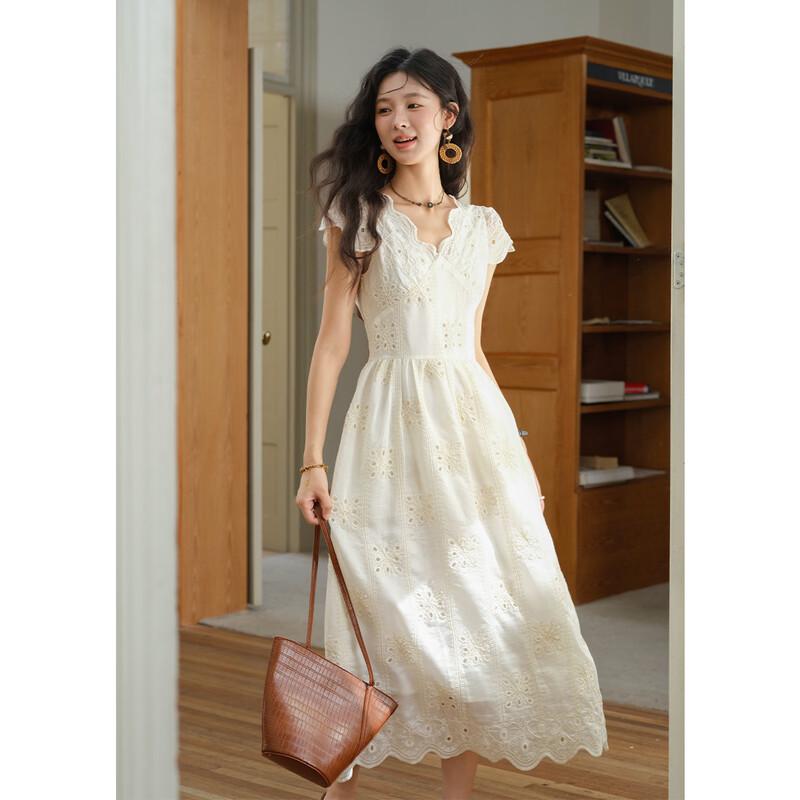 

Французское ажурное макси-платье А-силуэта S